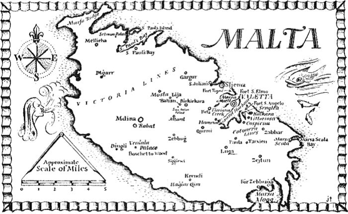 Старинная карта Мальты