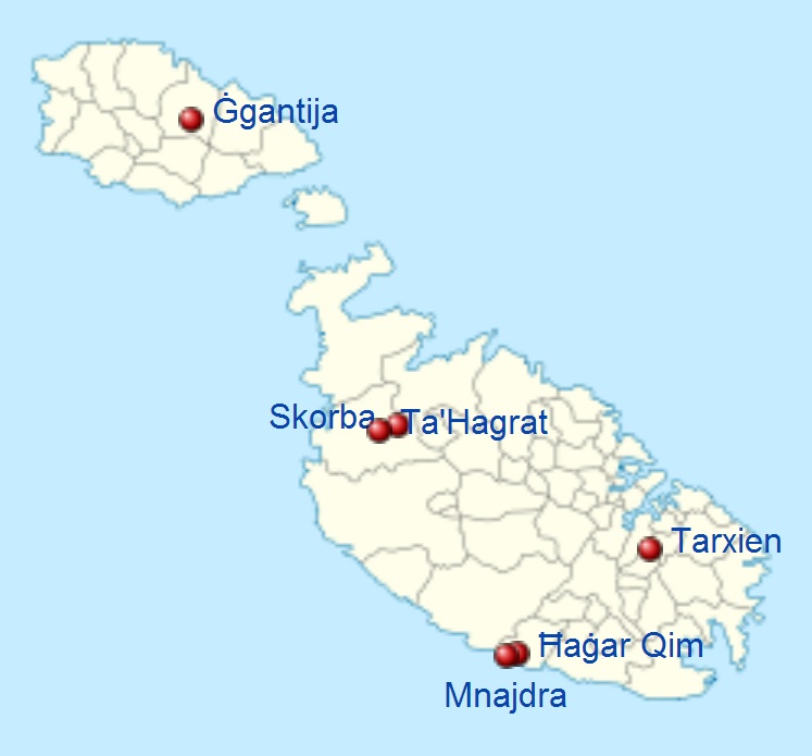 Карта Мальты с наиболее известными храмами